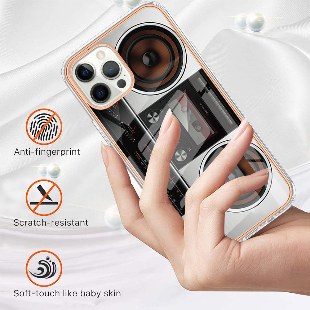 YB IMD Series-19 Style D For iPhone 12 Pro Max 6.7 inch Electroplating Phone Case 2.0mm TPU IMD Pattern Phone Cover