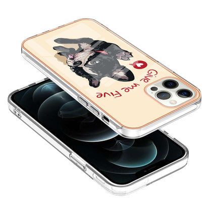 YB IMD Series-19 Style D For iPhone 12 Pro Max 6.7 inch Electroplating Phone Case 2.0mm TPU IMD Pattern Phone Cover