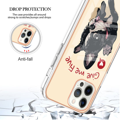 YB IMD Series-19 Style D For iPhone 12 Pro Max 6.7 inch Electroplating Phone Case 2.0mm TPU IMD Pattern Phone Cover