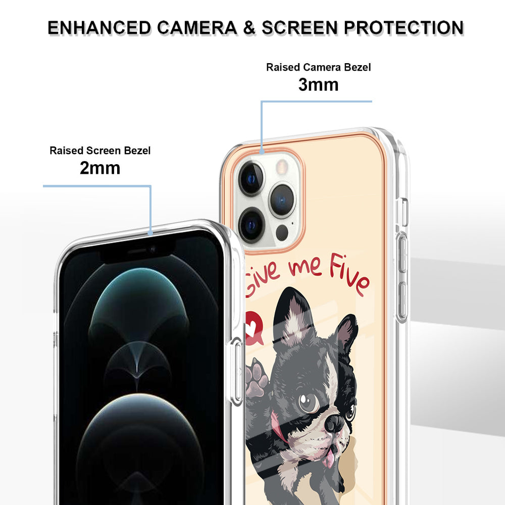 YB IMD Series-19 Style D For iPhone 12 Pro Max 6.7 inch Electroplating Phone Case 2.0mm TPU IMD Pattern Phone Cover