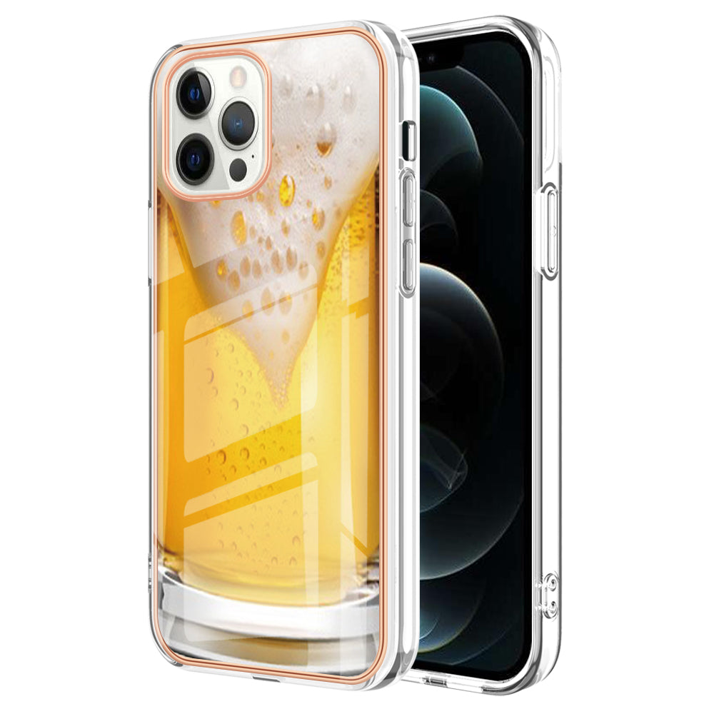 YB IMD Series-19 Style D For iPhone 12 Pro Max 6.7 inch Electroplating Phone Case 2.0mm TPU IMD Pattern Phone Cover