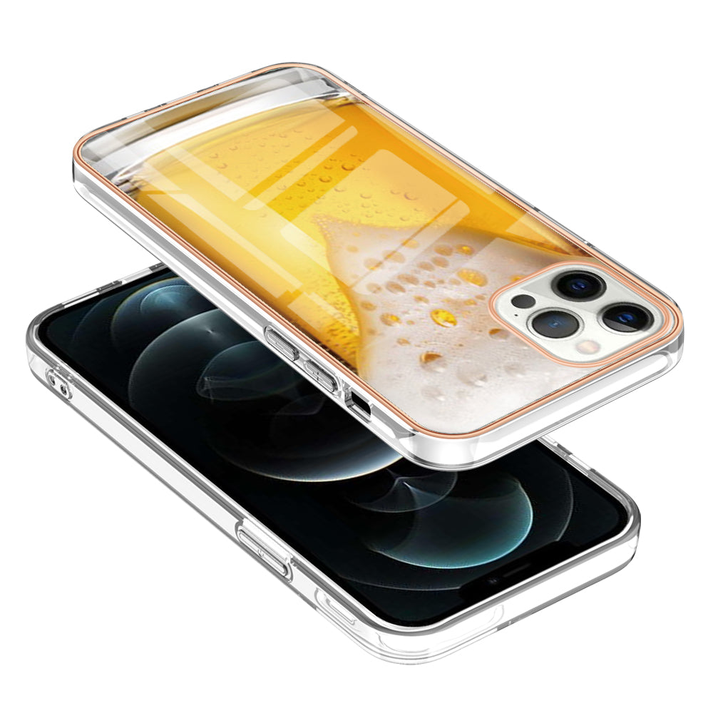 YB IMD Series-19 Style D For iPhone 12 Pro Max 6.7 inch Electroplating Phone Case 2.0mm TPU IMD Pattern Phone Cover