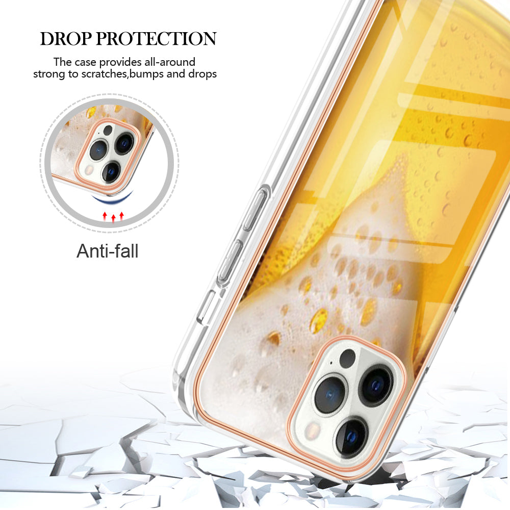 YB IMD Series-19 Style D For iPhone 12 Pro Max 6.7 inch Electroplating Phone Case 2.0mm TPU IMD Pattern Phone Cover