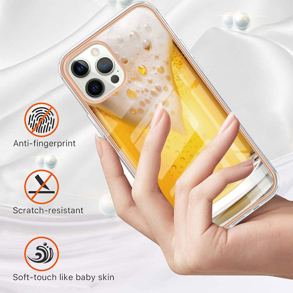 YB IMD Series-19 Style D For iPhone 12 Pro Max 6.7 inch Electroplating Phone Case 2.0mm TPU IMD Pattern Phone Cover