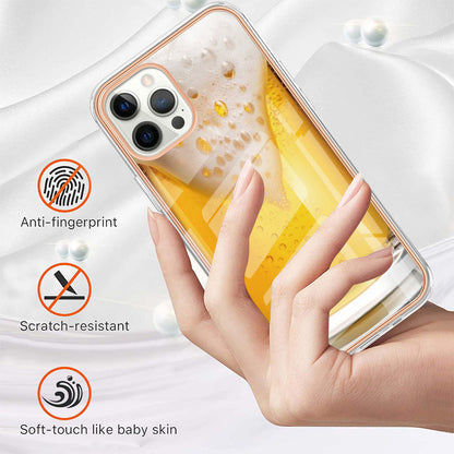 YB IMD Series-19 Style D For iPhone 12 Pro Max 6.7 inch Electroplating Phone Case 2.0mm TPU IMD Pattern Phone Cover