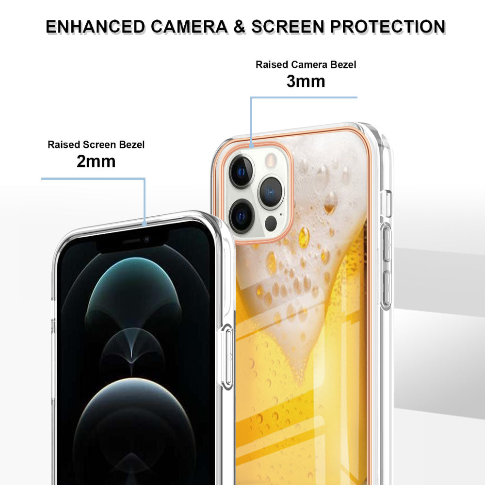YB IMD Series-19 Style D For iPhone 12 Pro Max 6.7 inch Electroplating Phone Case 2.0mm TPU IMD Pattern Phone Cover