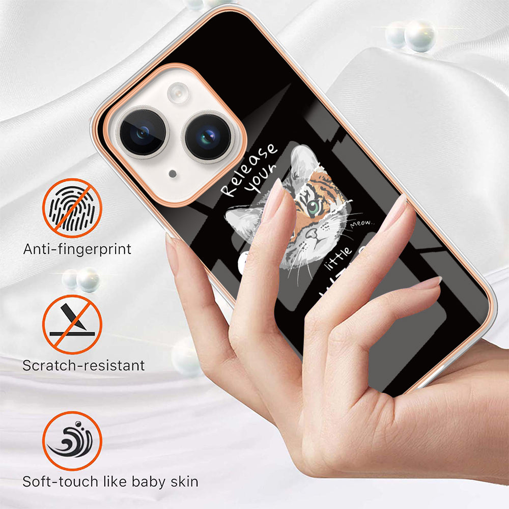 YB IMD Series-19 Style D For iPhone 14 Electroplating IMD Pattern Phone Case 2.0mm TPU Shockproof Cover