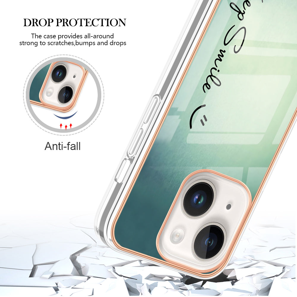 YB IMD Series-19 Style D For iPhone 15 Electroplated 2.0mm TPU IMD Phone Case Stylish Pattern Back Cover