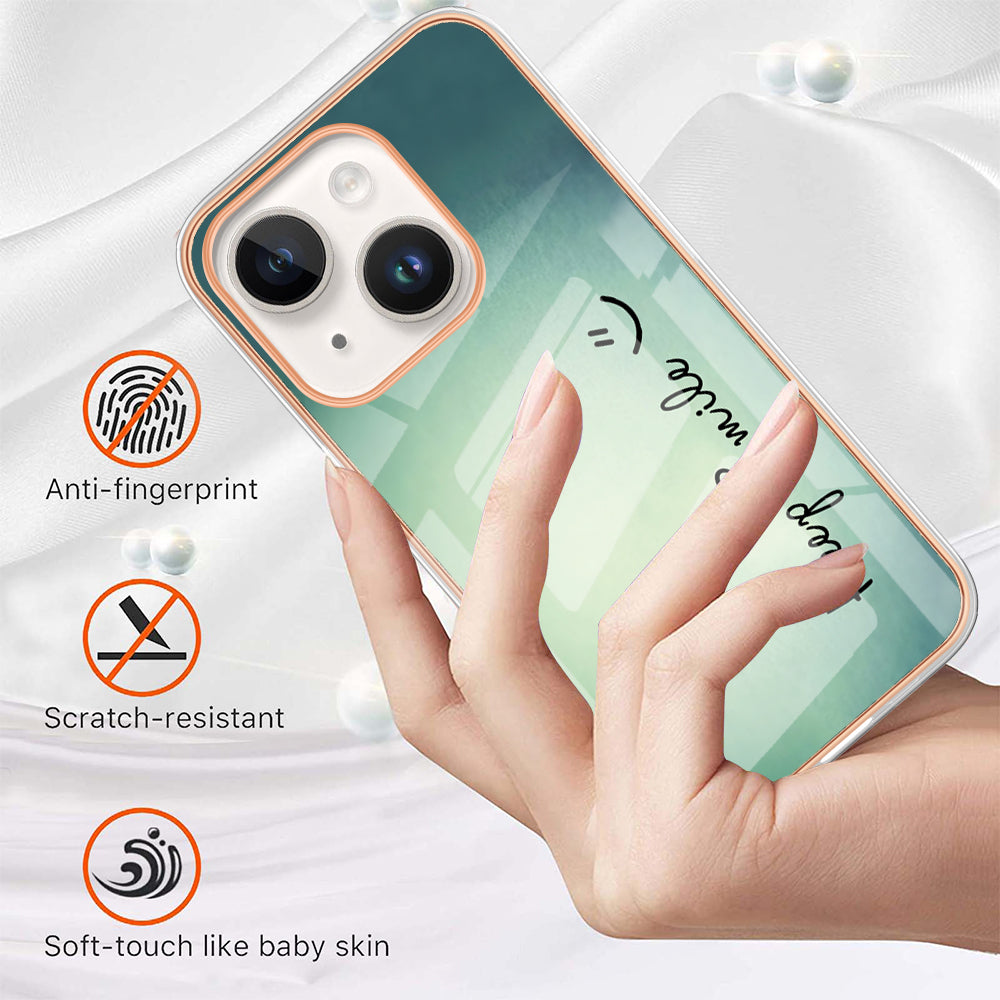 YB IMD Series-19 Style D For iPhone 15 Electroplated 2.0mm TPU IMD Phone Case Stylish Pattern Back Cover