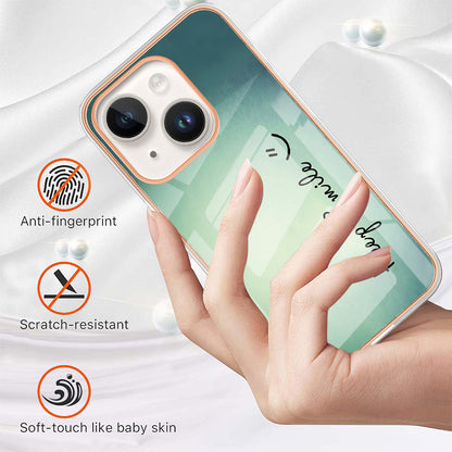 YB IMD Series-19 Style D For iPhone 15 Electroplated 2.0mm TPU IMD Phone Case Stylish Pattern Back Cover