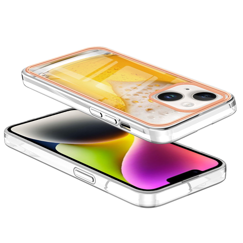 YB IMD Series-19 Style D For iPhone 15 Electroplated 2.0mm TPU IMD Phone Case Stylish Pattern Back Cover