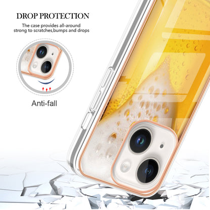 YB IMD Series-19 Style D For iPhone 15 Electroplated 2.0mm TPU IMD Phone Case Stylish Pattern Back Cover