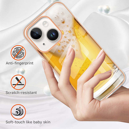 YB IMD Series-19 Style D For iPhone 15 Electroplated 2.0mm TPU IMD Phone Case Stylish Pattern Back Cover