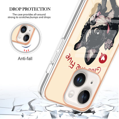 YB IMD Series-19 Style D For iPhone 15 Electroplated 2.0mm TPU IMD Phone Case Stylish Pattern Back Cover