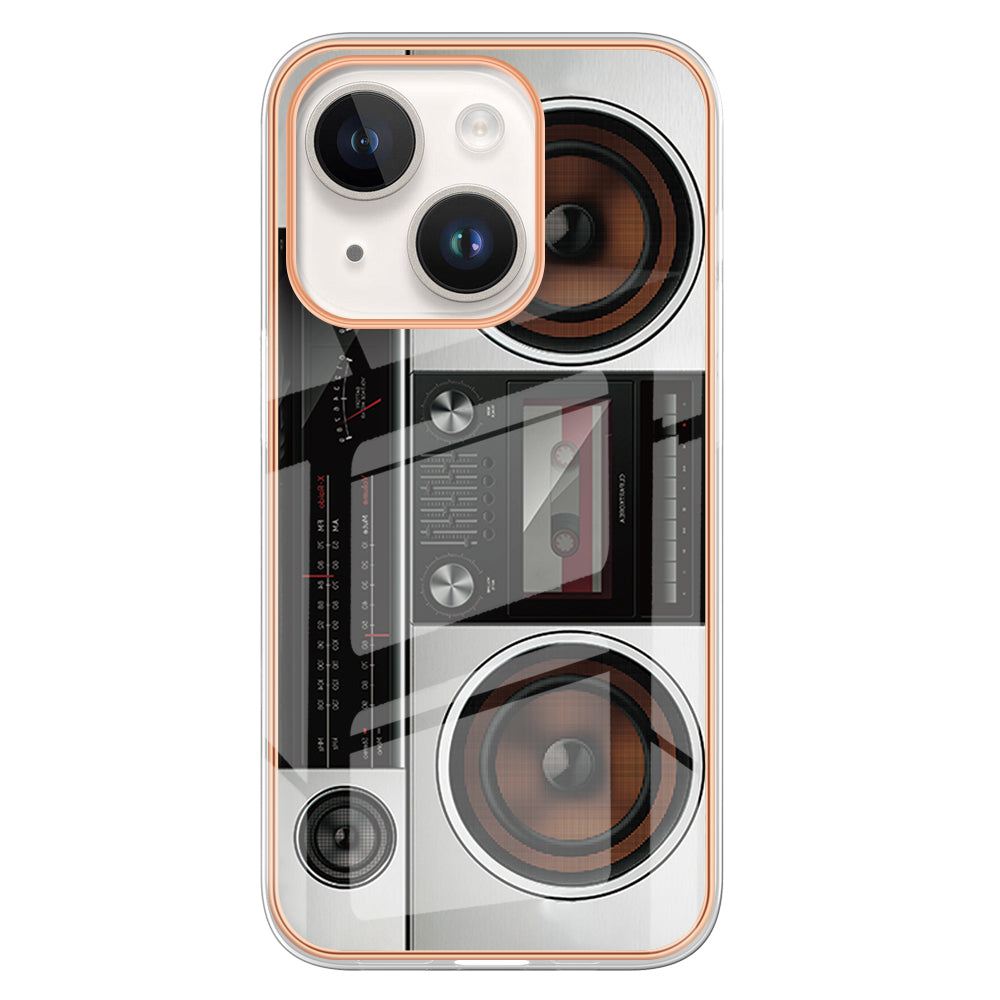 YB IMD Series-19 Style D For iPhone 15 Electroplated 2.0mm TPU IMD Phone Case Stylish Pattern Back Cover