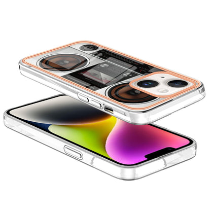 YB IMD Series-19 Style D For iPhone 15 Electroplated 2.0mm TPU IMD Phone Case Stylish Pattern Back Cover
