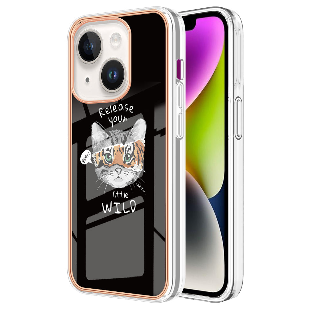 YB IMD Series-19 Style D For iPhone 15 Electroplated 2.0mm TPU IMD Phone Case Stylish Pattern Back Cover