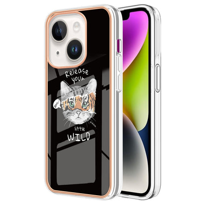 YB IMD Series-19 Style D For iPhone 15 Electroplated 2.0mm TPU IMD Phone Case Stylish Pattern Back Cover