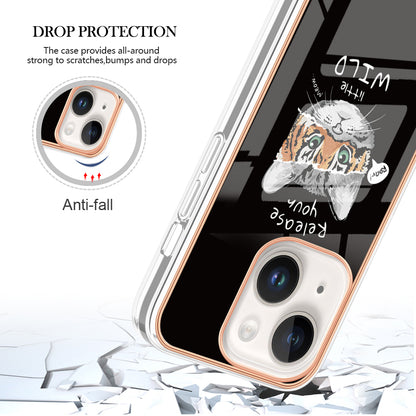 YB IMD Series-19 Style D For iPhone 15 Electroplated 2.0mm TPU IMD Phone Case Stylish Pattern Back Cover