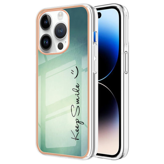YB IMD Series-19 Style D For iPhone 15 Pro Electroplated Anti-drop Phone Case IMD Pattern 2.0mm TPU Cover