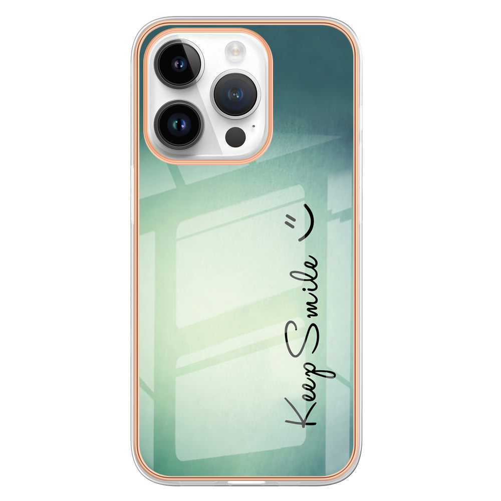 YB IMD Series-19 Style D For iPhone 15 Pro Electroplated Anti-drop Phone Case IMD Pattern 2.0mm TPU Cover