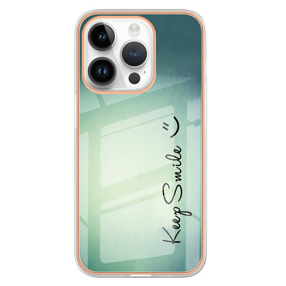 YB IMD Series-19 Style D For iPhone 15 Pro Electroplated Anti-drop Phone Case IMD Pattern 2.0mm TPU Cover