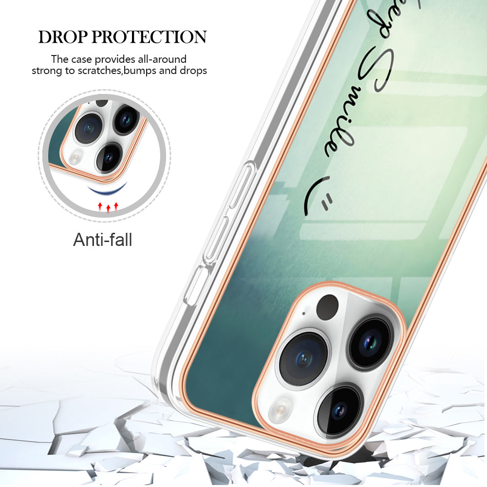 YB IMD Series-19 Style D For iPhone 15 Pro Electroplated Anti-drop Phone Case IMD Pattern 2.0mm TPU Cover