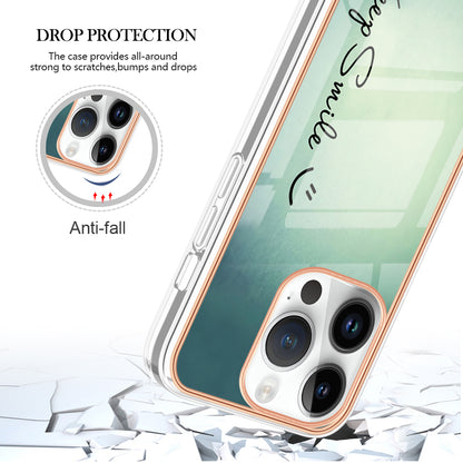 YB IMD Series-19 Style D For iPhone 15 Pro Electroplated Anti-drop Phone Case IMD Pattern 2.0mm TPU Cover