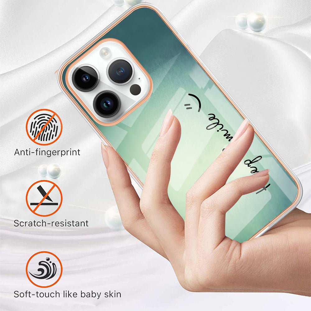 YB IMD Series-19 Style D For iPhone 15 Pro Electroplated Anti-drop Phone Case IMD Pattern 2.0mm TPU Cover