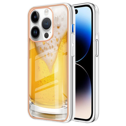 YB IMD Series-19 Style D For iPhone 15 Pro Electroplated Anti-drop Phone Case IMD Pattern 2.0mm TPU Cover