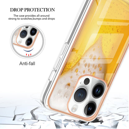 YB IMD Series-19 Style D For iPhone 15 Pro Electroplated Anti-drop Phone Case IMD Pattern 2.0mm TPU Cover