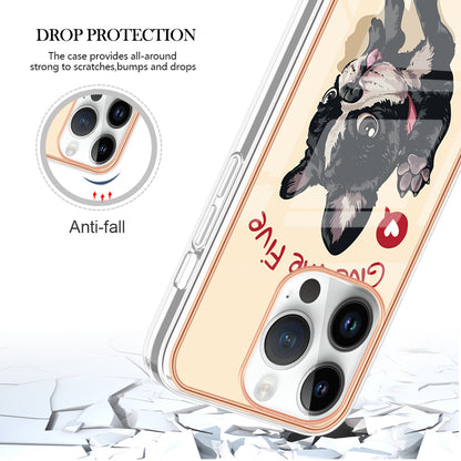 YB IMD Series-19 Style D For iPhone 15 Pro Electroplated Anti-drop Phone Case IMD Pattern 2.0mm TPU Cover