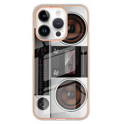 YB IMD Series-19 Style D For iPhone 15 Pro Electroplated Anti-drop Phone Case IMD Pattern 2.0mm TPU Cover