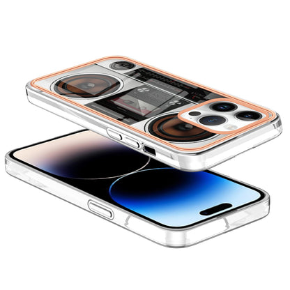 YB IMD Series-19 Style D For iPhone 15 Pro Electroplated Anti-drop Phone Case IMD Pattern 2.0mm TPU Cover