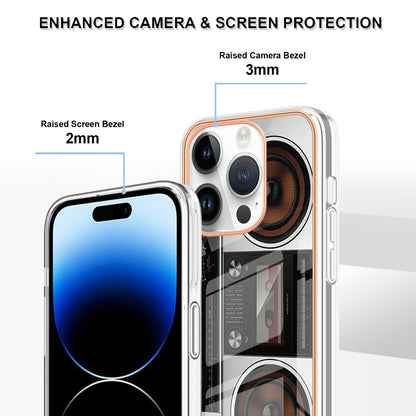 YB IMD Series-19 Style D For iPhone 15 Pro Electroplated Anti-drop Phone Case IMD Pattern 2.0mm TPU Cover