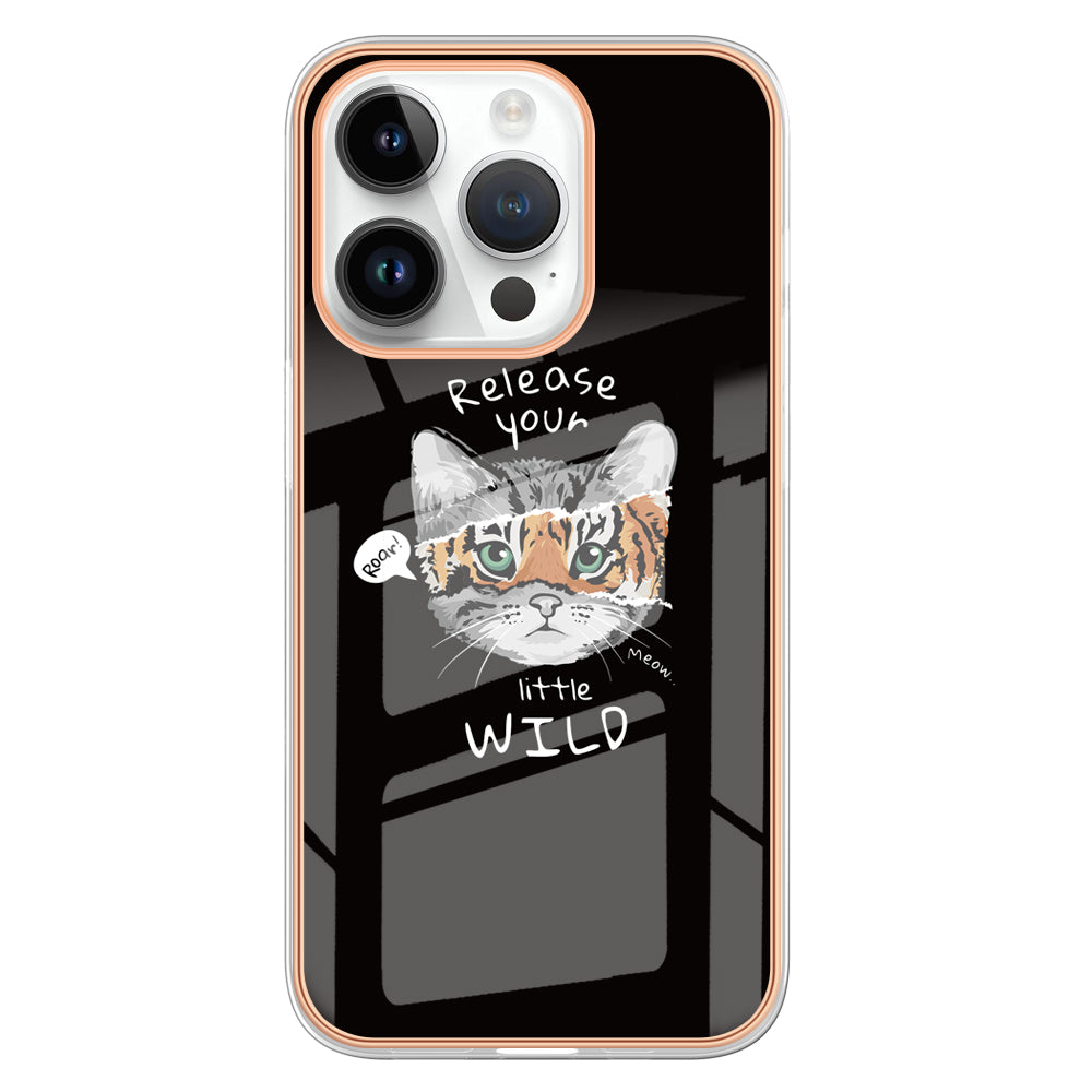 YB IMD Series-19 Style D For iPhone 15 Pro Electroplated Anti-drop Phone Case IMD Pattern 2.0mm TPU Cover