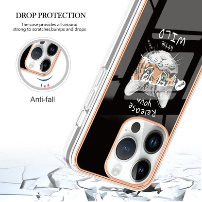 YB IMD Series-19 Style D For iPhone 15 Pro Electroplated Anti-drop Phone Case IMD Pattern 2.0mm TPU Cover