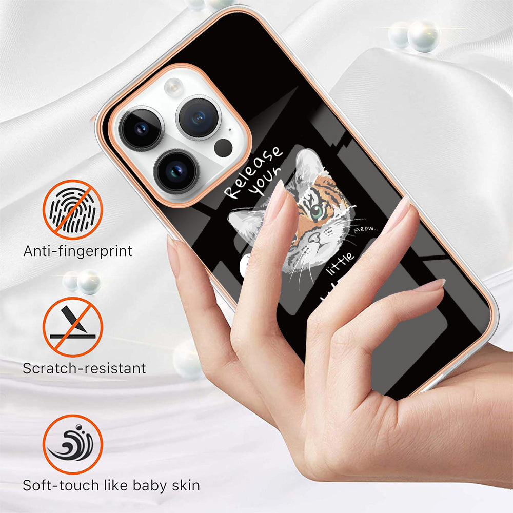 YB IMD Series-19 Style D For iPhone 15 Pro Electroplated Anti-drop Phone Case IMD Pattern 2.0mm TPU Cover