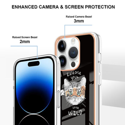 YB IMD Series-19 Style D For iPhone 15 Pro Electroplated Anti-drop Phone Case IMD Pattern 2.0mm TPU Cover