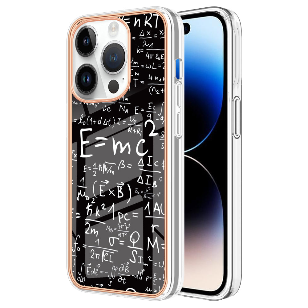 YB IMD Series-19 Style D For iPhone 15 Pro Electroplated Anti-drop Phone Case IMD Pattern 2.0mm TPU Cover