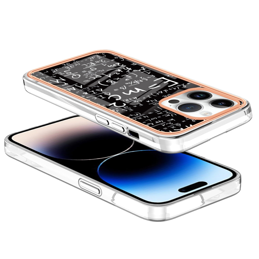 YB IMD Series-19 Style D For iPhone 15 Pro Electroplated Anti-drop Phone Case IMD Pattern 2.0mm TPU Cover