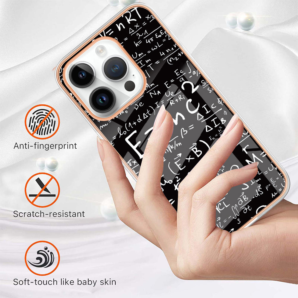 YB IMD Series-19 Style D For iPhone 15 Pro Electroplated Anti-drop Phone Case IMD Pattern 2.0mm TPU Cover