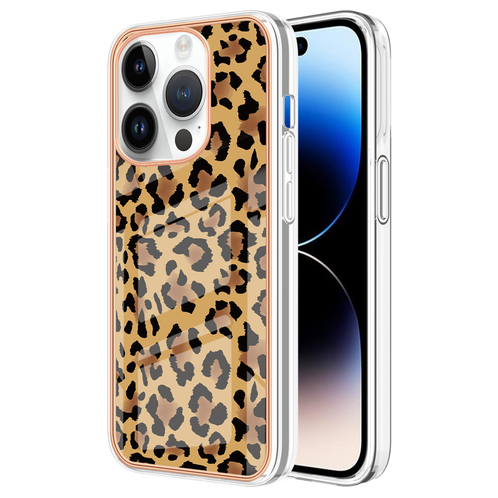 YB IMD Series-19 Style D For iPhone 15 Pro Electroplated Anti-drop Phone Case IMD Pattern 2.0mm TPU Cover
