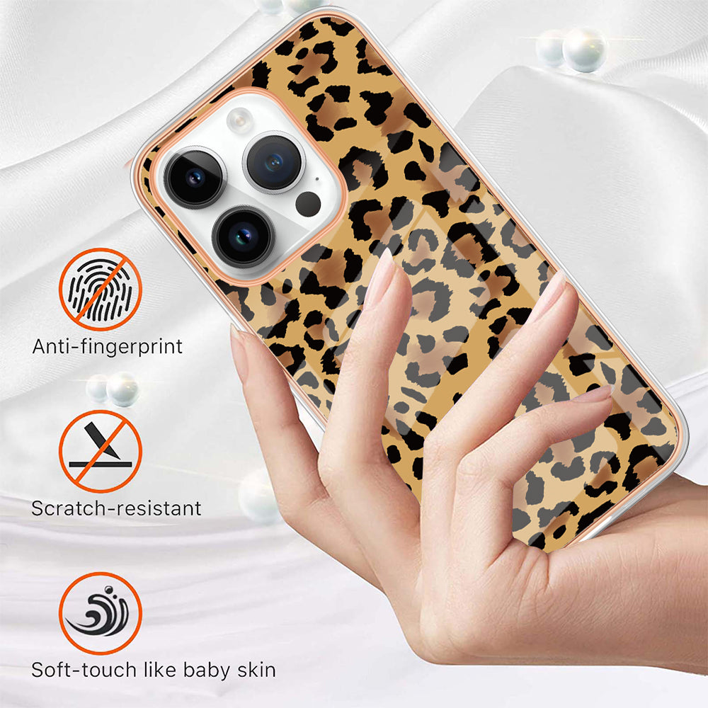 YB IMD Series-19 Style D For iPhone 15 Pro Electroplated Anti-drop Phone Case IMD Pattern 2.0mm TPU Cover