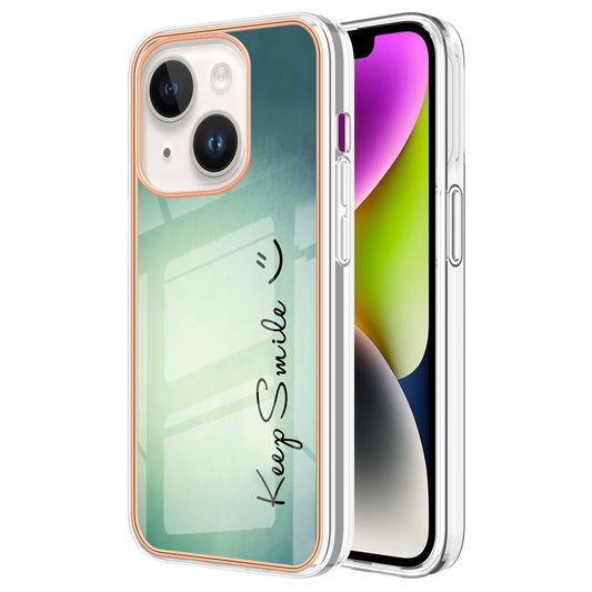 YB IMD Series-19 Style D For iPhone 15 Plus Electroplated Shockproof Phone Case 2.0mm TPU IMD Pattern Print Cover