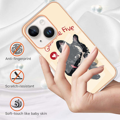 YB IMD Series-19 Style D For iPhone 15 Plus Electroplated Shockproof Phone Case 2.0mm TPU IMD Pattern Print Cover