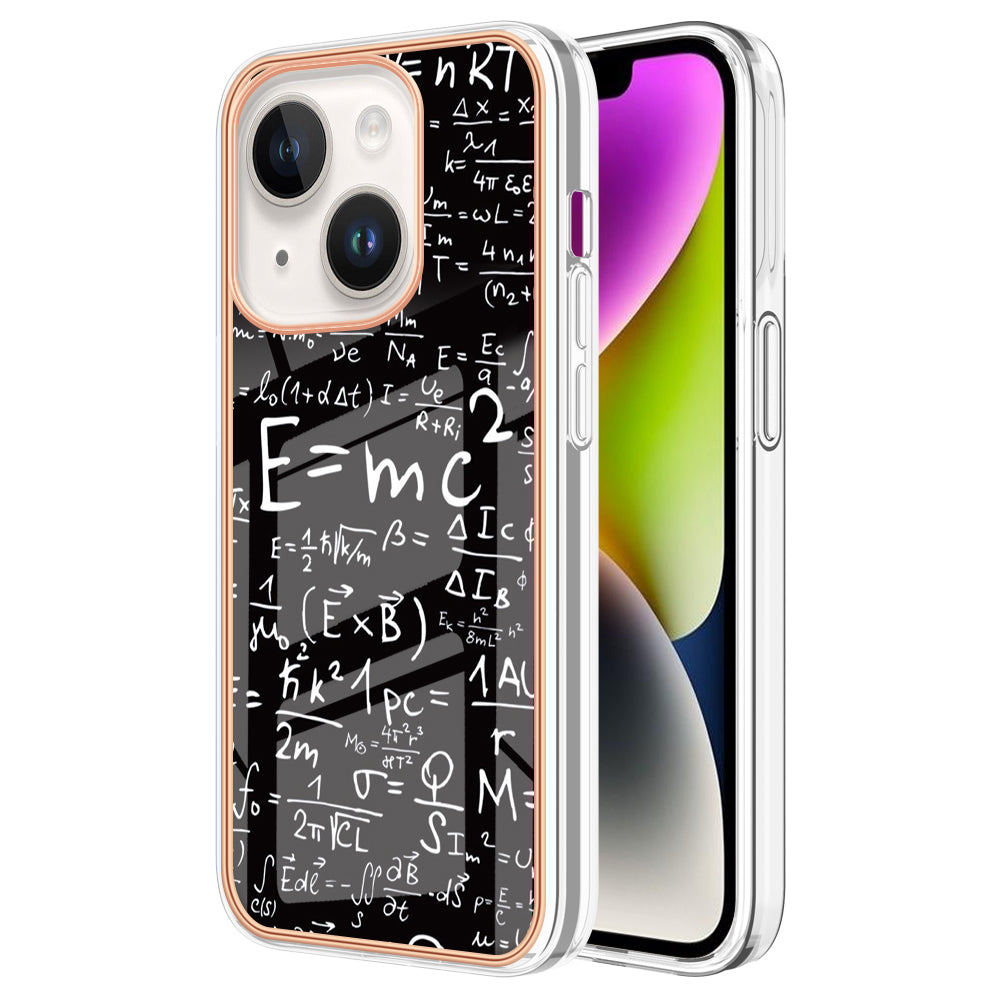 YB IMD Series-19 Style D For iPhone 15 Plus Electroplated Shockproof Phone Case 2.0mm TPU IMD Pattern Print Cover