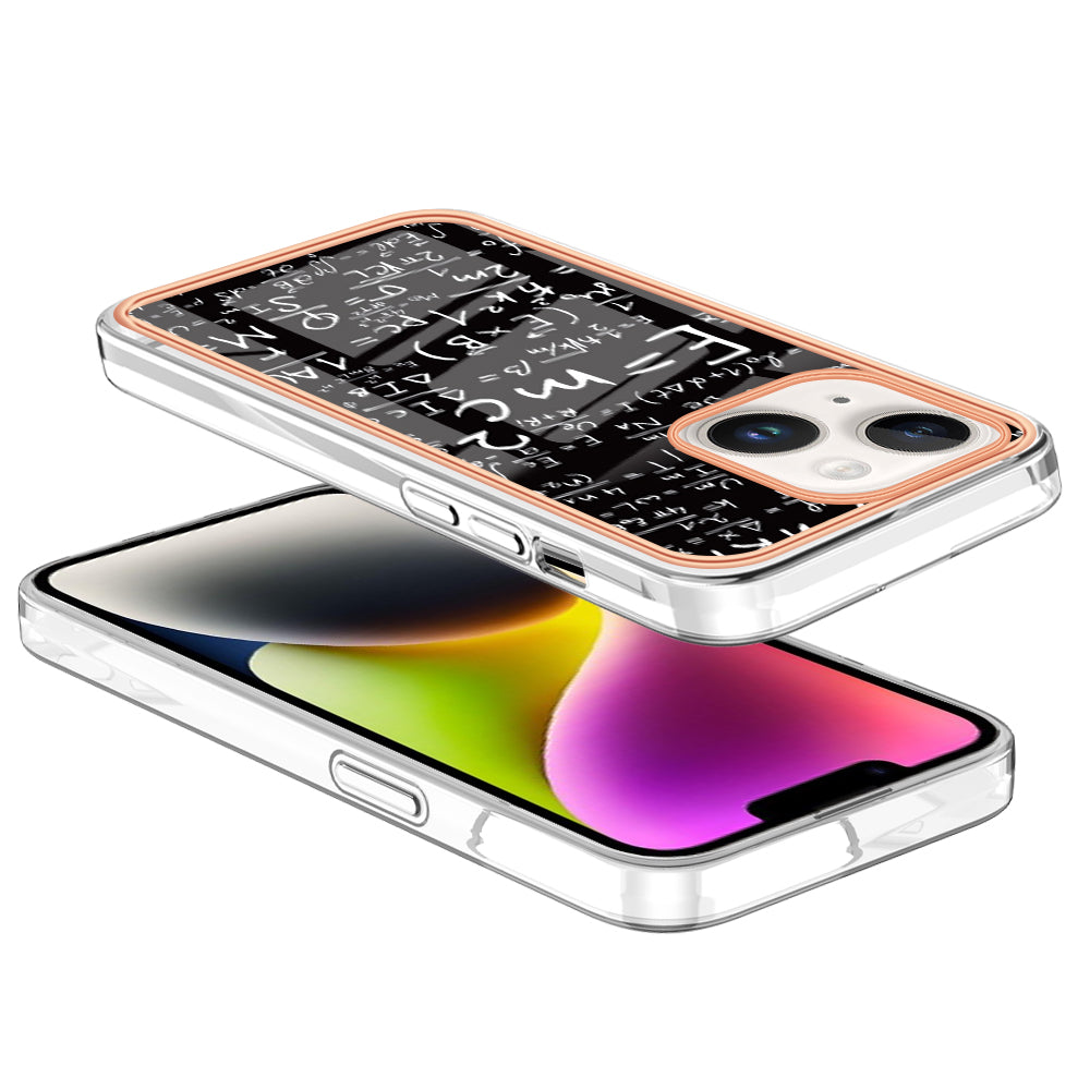 YB IMD Series-19 Style D For iPhone 15 Plus Electroplated Shockproof Phone Case 2.0mm TPU IMD Pattern Print Cover