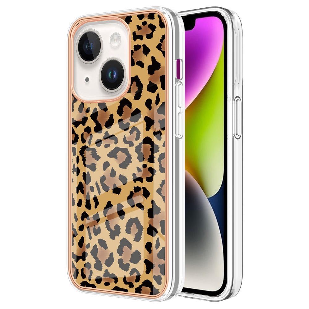 YB IMD Series-19 Style D For iPhone 15 Plus Electroplated Shockproof Phone Case 2.0mm TPU IMD Pattern Print Cover