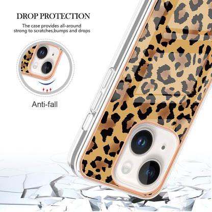 YB IMD Series-19 Style D For iPhone 15 Plus Electroplated Shockproof Phone Case 2.0mm TPU IMD Pattern Print Cover